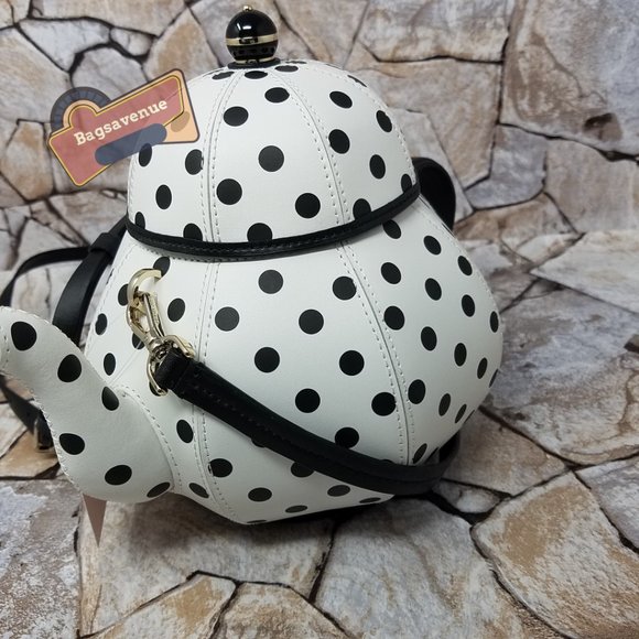 Alice in Wonderland Tea Pot Party Teapot Polka Dot Crossbody Bag Kate Spade - Picture 13 of 13